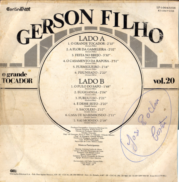 Gerson Filho - O grande tocador - capa  verso