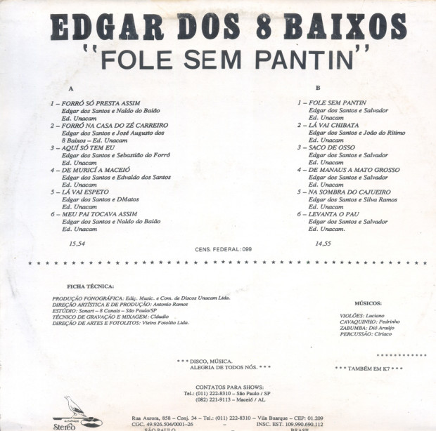 Edgar dos 8 Baixos - Fole sem Pantin - verso