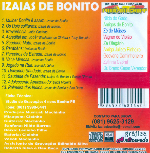 Isaias de Bonito - Vol 1 - verso