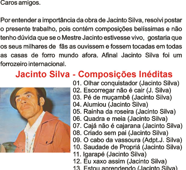 Jacinto Silva - Composições Inéditas - verso