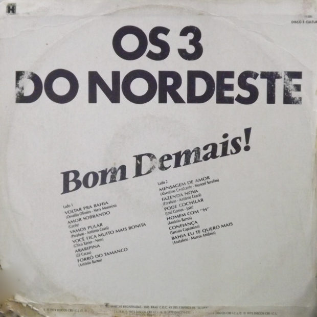 Os 3 do Nordeste - Bom Demais - verso