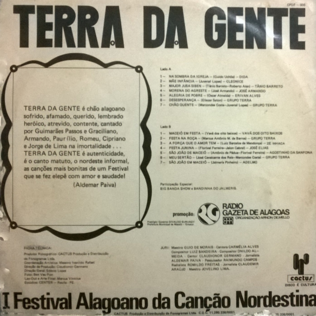 Terra da Gente - I Festival Alagoaano da Canção Nordestina - verso